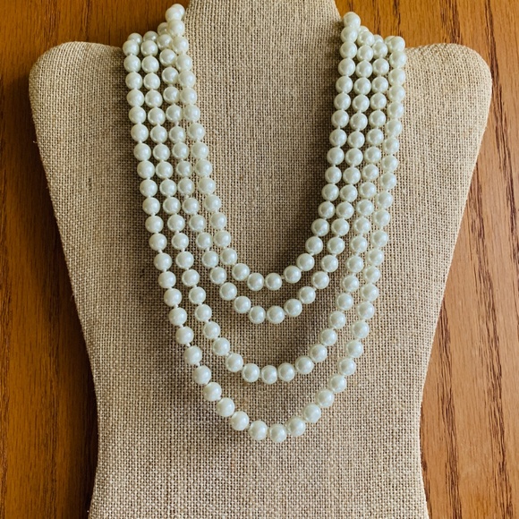 Stunning 72" Flapper - 6' Lustrous White Knotted Glass Pearls Necklace - Bridal - Picture 7 of 7